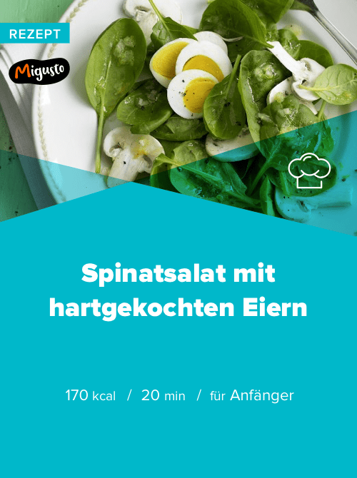 Spinatsalat mit hartgekochten Eiern